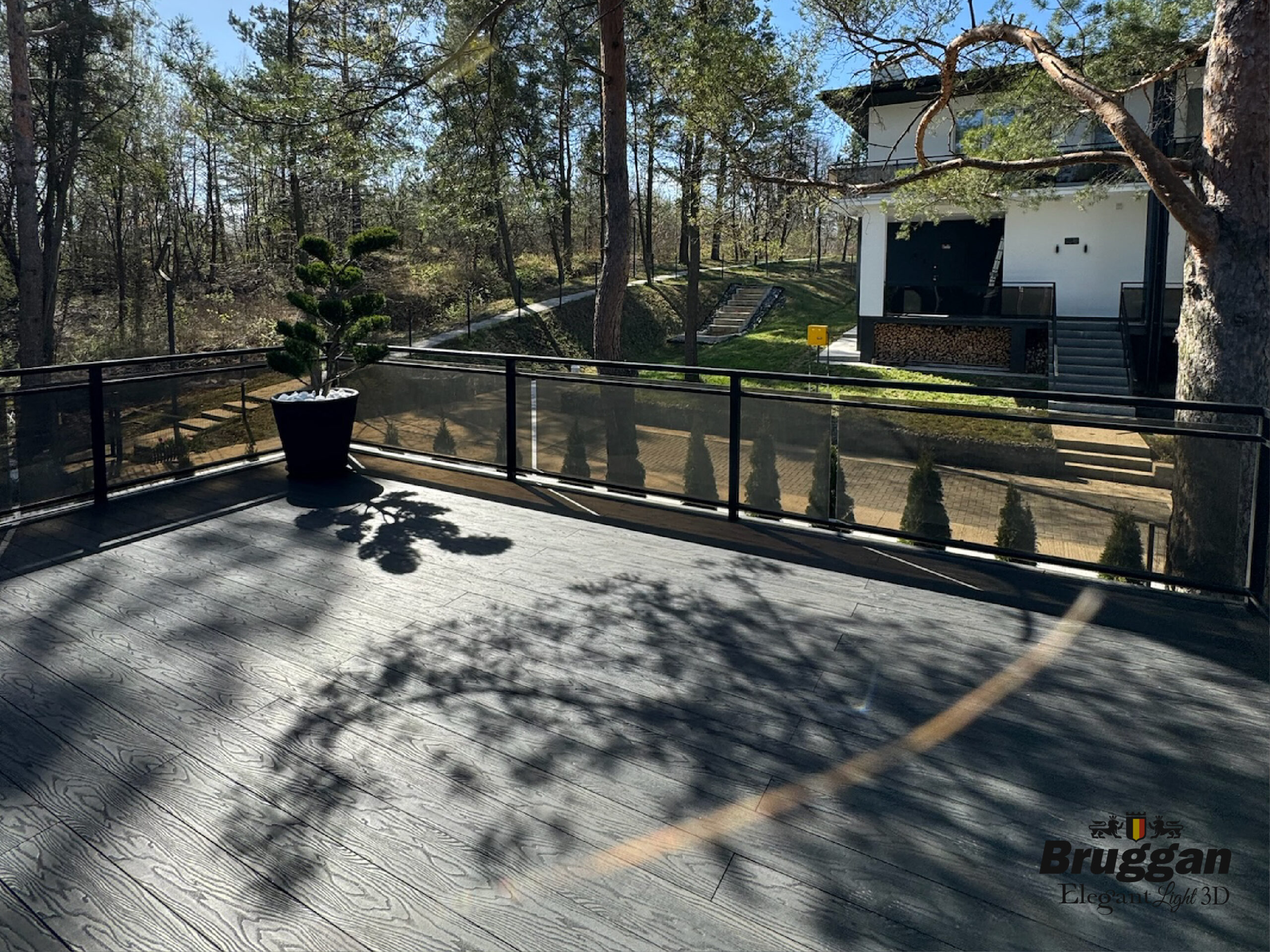 Терасна дошка Bruggan Elegant Light 3D Anthracite. 3Д тиснення. Для терас, веранд, басейнів, підшивки дахів.