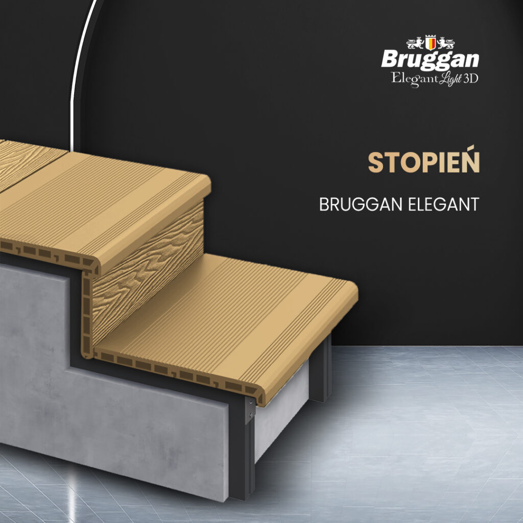 Nowość sezonu - stopień Bruggan Elegant. Stopień ten stanowi idealny akcent wykończeniowy tarasu i znacznie ułatwia jego montaż.