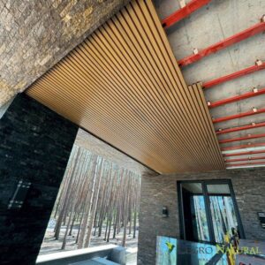 Варианты использования фасадного профиля Legro Wall Panels. Потолок из фасадной доски Legro.