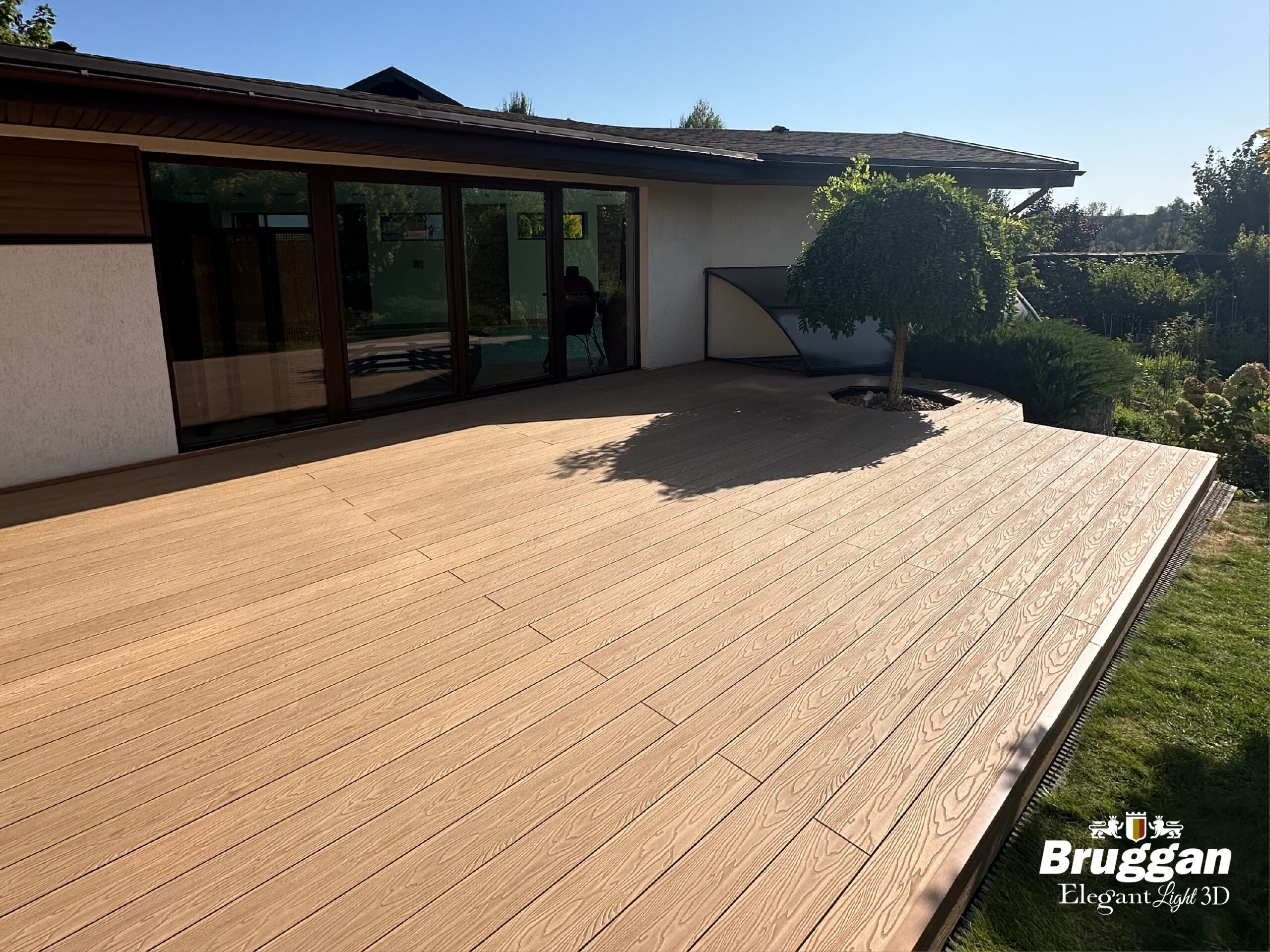 Террасная доска Bruggan Elegant Light 3D Copper Natural. 3Д рисунок дерева. Для террас, веранд, бассейнов, подшивки крыш.