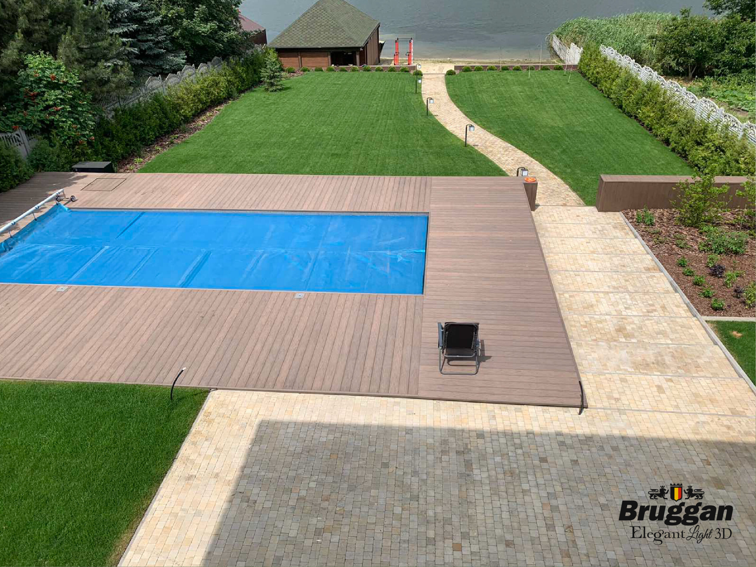 Терасна дошка Bruggan Elegant Light 3D Wine Brown. 3Д тиснення. Для терас, альтанок, веранд, басейнів, підшивки дахів.