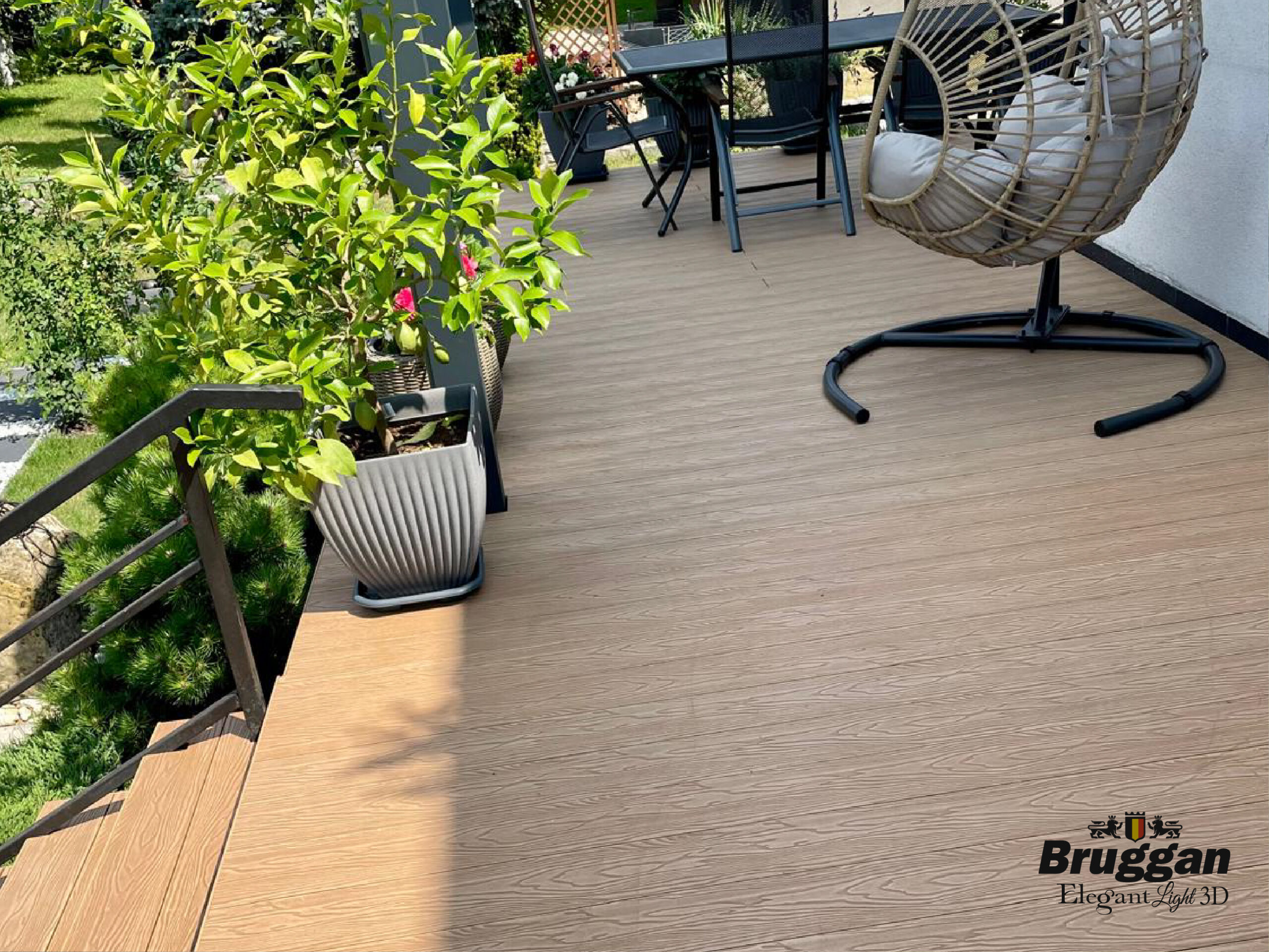 Терасна дошка Bruggan Elegant Light 3D Copper Natural. 3Д малюнок дерева. Для терас, веранд, басейнів, підшивки дахів.