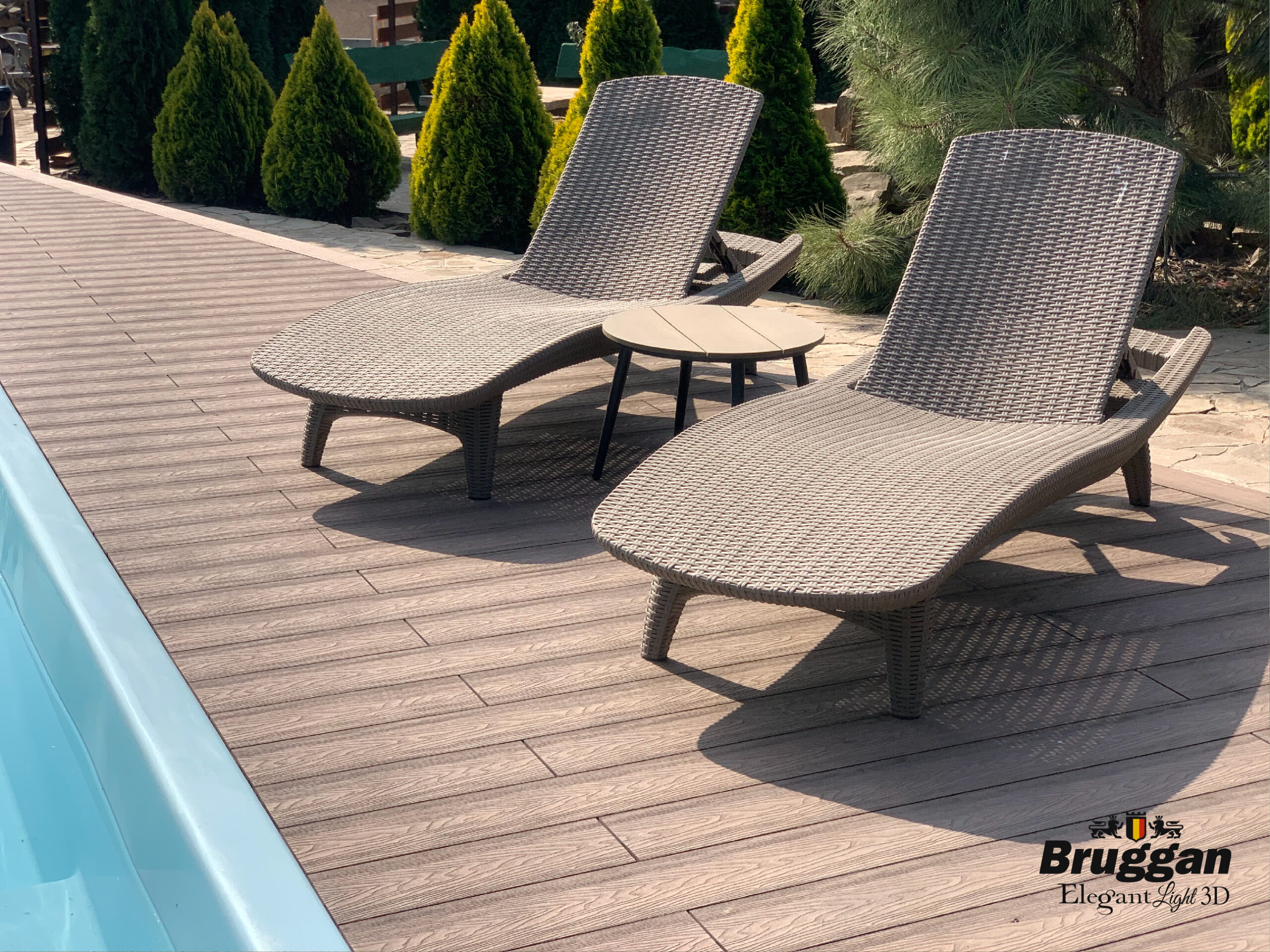 Терасна дошка Bruggan Elegant Light 3D Wine Brown. 3Д тиснення. Для терас, альтанок, веранд, басейнів, підшивки дахів.