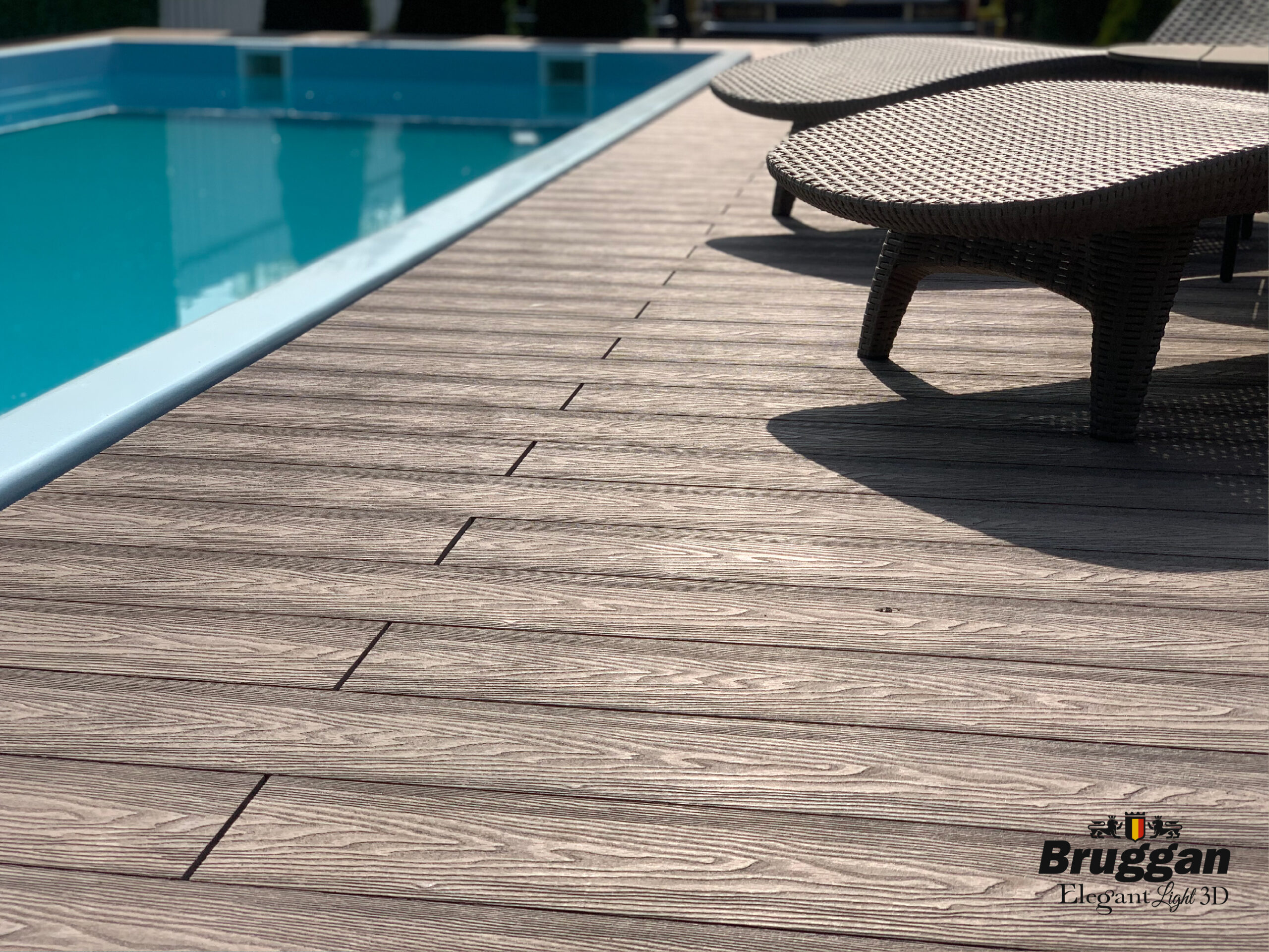 Терасна дошка Bruggan Elegant Light 3D Wine Brown. 3Д тиснення. Для терас, альтанок, веранд, басейнів, підшивки дахів.