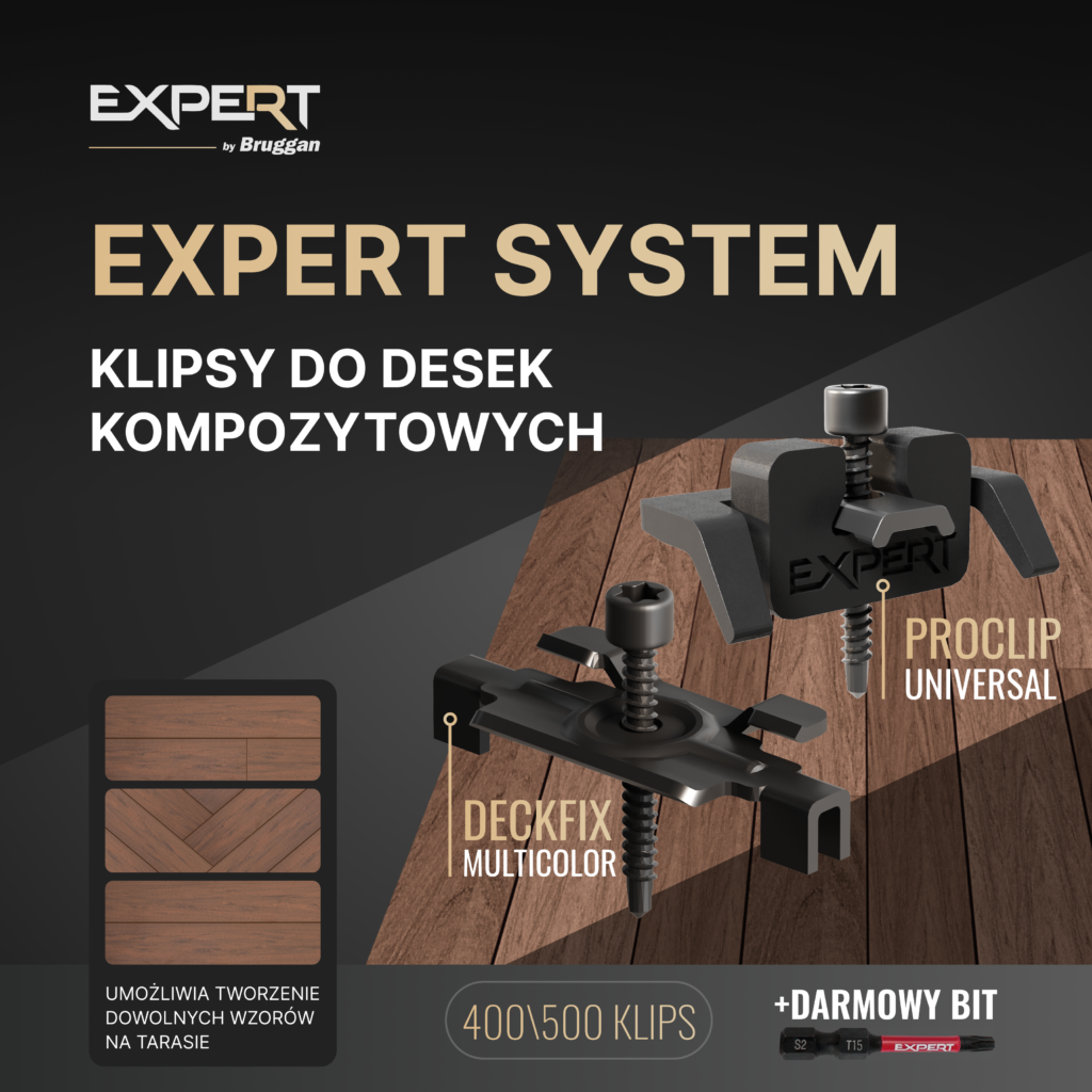 Klips Bruggan. Nowe podejście do systemów montażu tarasów. Klipsy DECKFIX MULTICOLOR i PROCLIP UNIVERSAL.