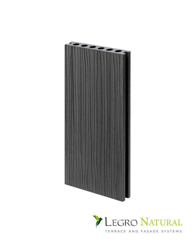 Dunkle Anziehungskraft. Die neue Farbe der Saison für Ihre Terrasse und Fassade – Legro Basalt. Kombination mit natürlichen Materialien.