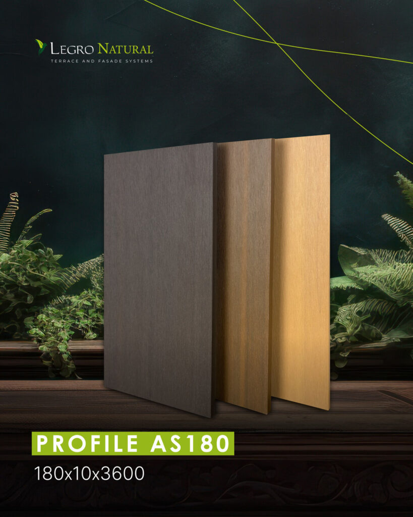 New - universal profile AS180 for Legro Natural terrace and facade system.