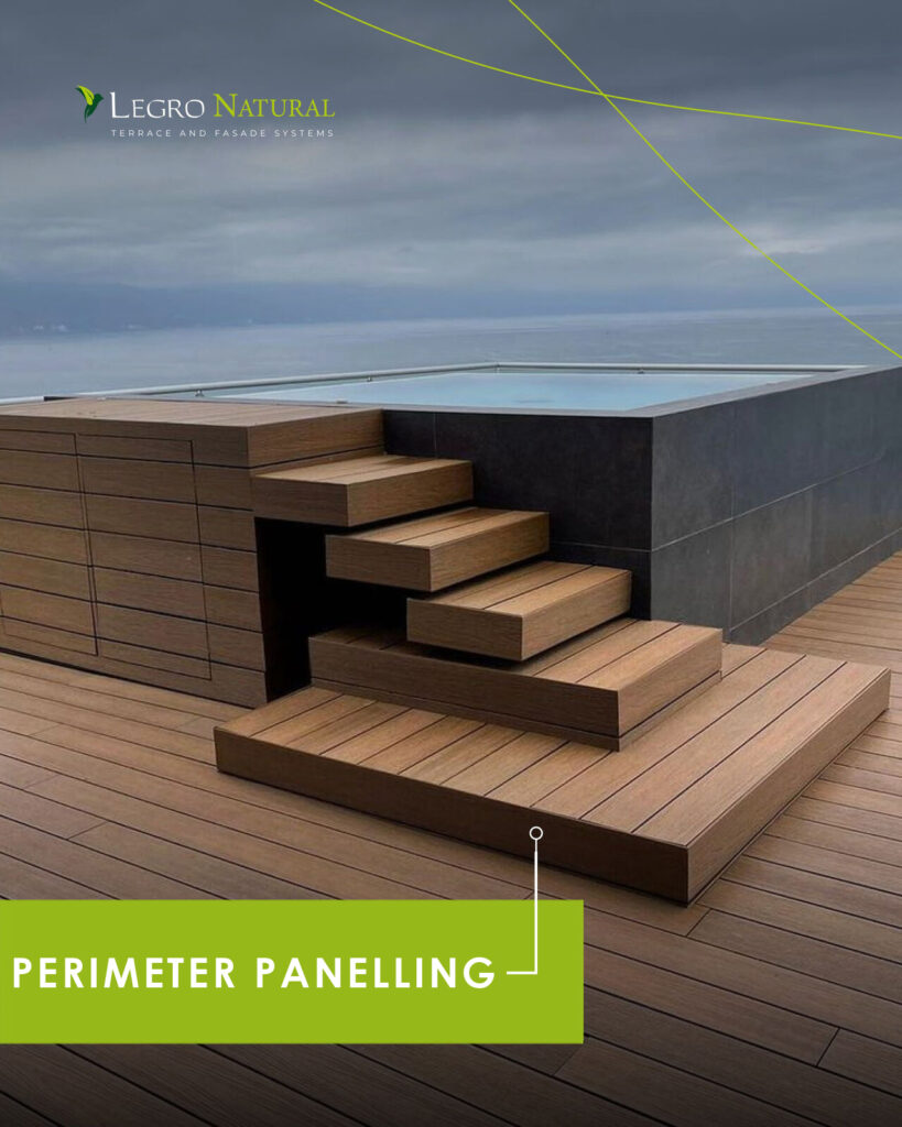 New - universal profile AS180 for Legro Natural terrace and facade system. Perimeter terrace trim 