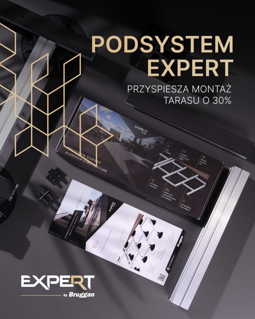 Nowy system podkonstrukcji aluminiowej ,,Expert”. Znacznie przyspiesza montaż tarasu i pozwala zaoszczędzić pieniądze.