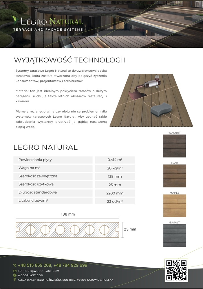 Technical Data Sheet Legro. For architects