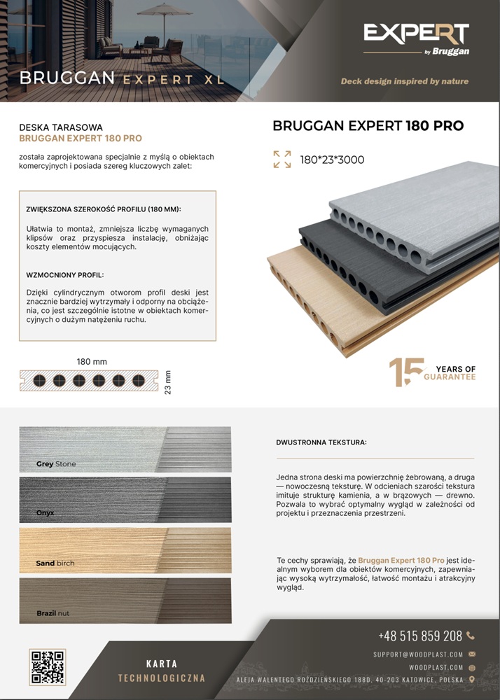 Technical data sheet Bruggan Expert Pro. For architects