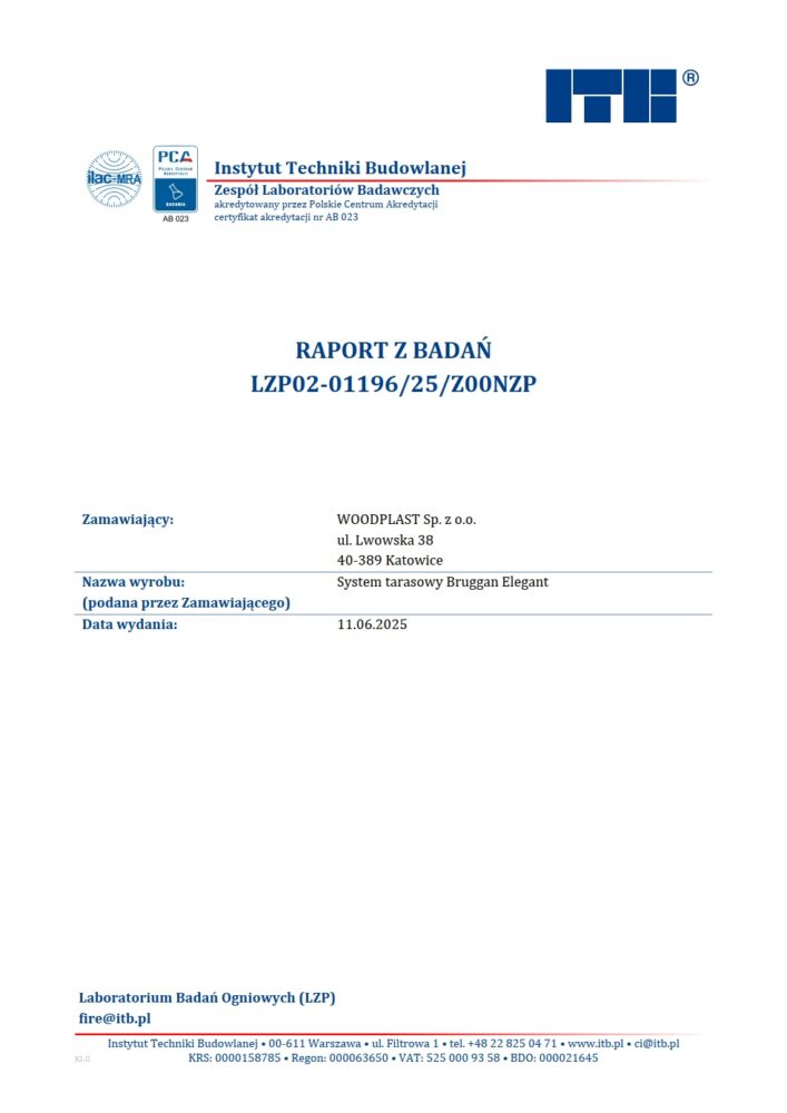 ITB Research Report LZP02-01196/25 Z00NZP Bruggan Elegant. For architects