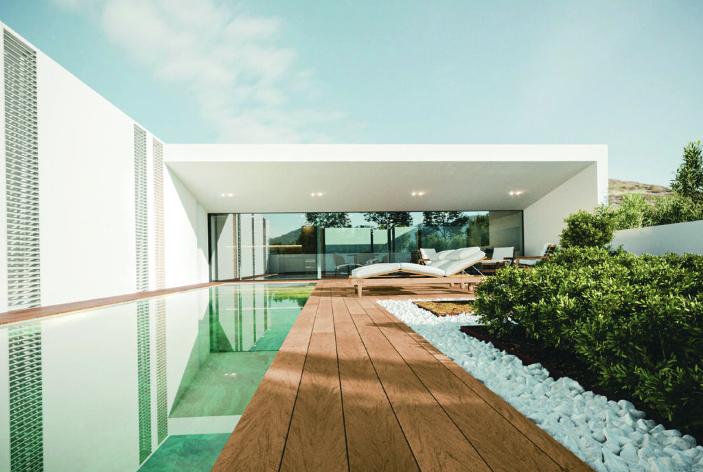 Wie wählt man die Farbe der Terrassendielen: Empfehlungen von Designern und praktische Tipps. Dunkle Dielen gelten als praktischer, allerdings sind Staub und Schuhspuren auf ihnen deutlicher sichtbar.