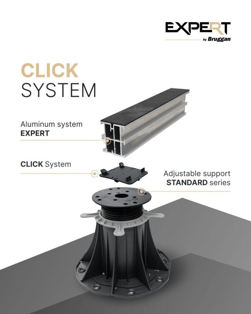 Bruggan Expert Clip System – nowy system klipsów do mocowania legarów i wsporników DD Pedestal