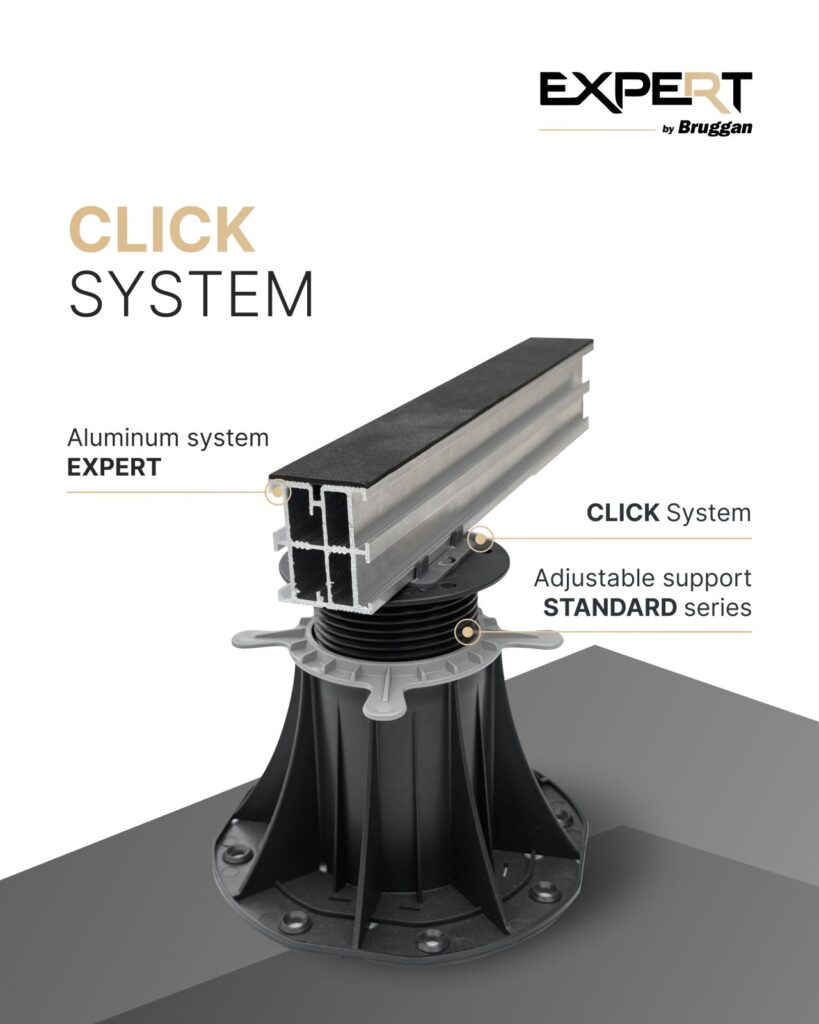 Bruggan Expert Clip System – nowy system klipsów do mocowania legarów i wsporników DD Pedestal